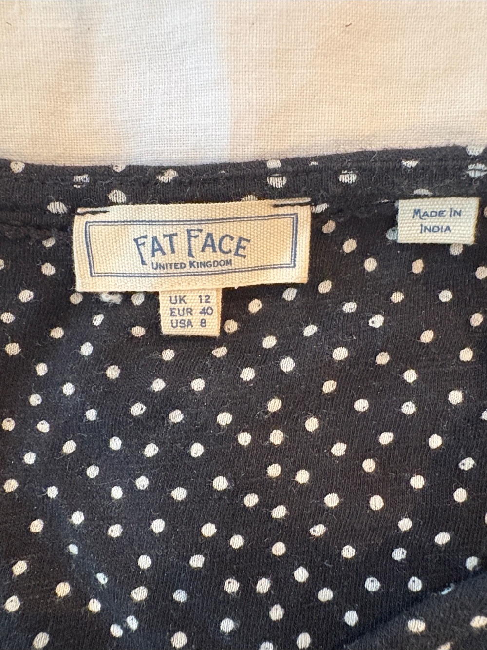 Fat Face Black dress with White Polka Dots